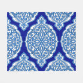 Luxe wit-blauw, Turks ornament. Fleece Deken (Voorkant (Horizontaal))