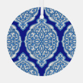 Luxe wit-blauw, Turks ornament. Glas Ornament (Achterkant)