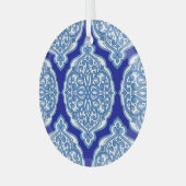 Luxe wit-blauw, Turks ornament. Glas Ornament (Voorkant links)