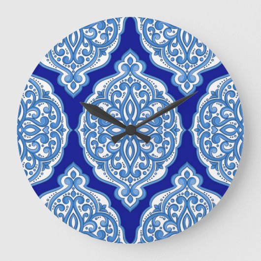 Luxe wit-blauw, Turks ornament. Grote Klok (Voorkant)
