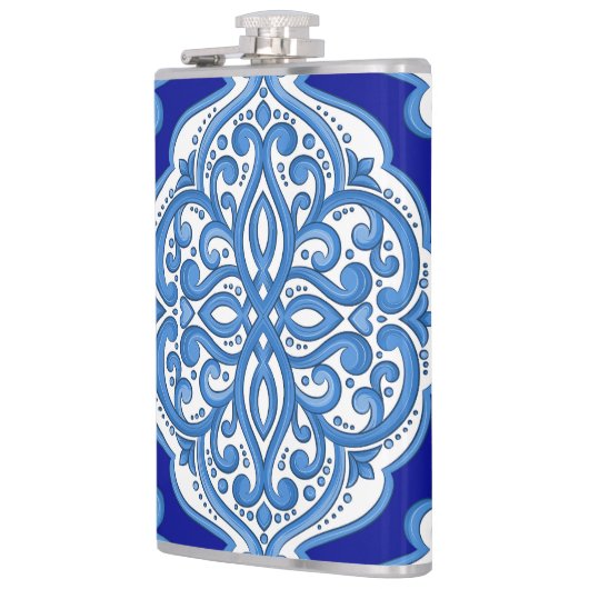 Luxe wit-blauw, Turks ornament. Heupfles (Links)