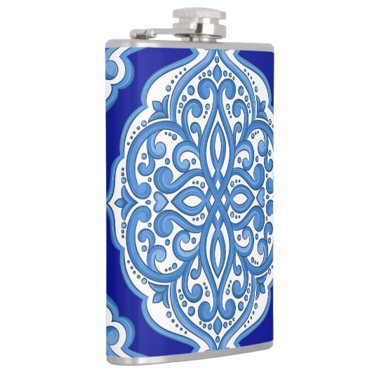 Luxe wit-blauw, Turks ornament. Heupfles (Rechts)