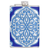 Luxe wit-blauw, Turks ornament. Heupfles (Voorkant)