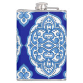 Luxe wit-blauw, Turks ornament. Heupfles (Achterkant)