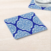 Luxe wit-blauw, Turks ornament. Kartonnen Onderzetters (Schuin)