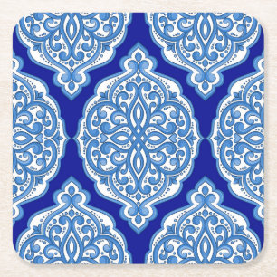 Luxe wit-blauw, Turks ornament. Kartonnen Onderzetters