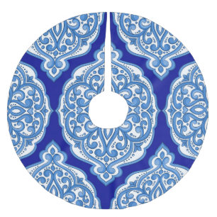 Luxe wit-blauw, Turks ornament. Kerstboom Rok