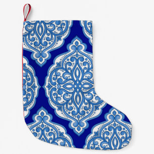 Luxe wit-blauw, Turks ornament. Kleine Kerstsok