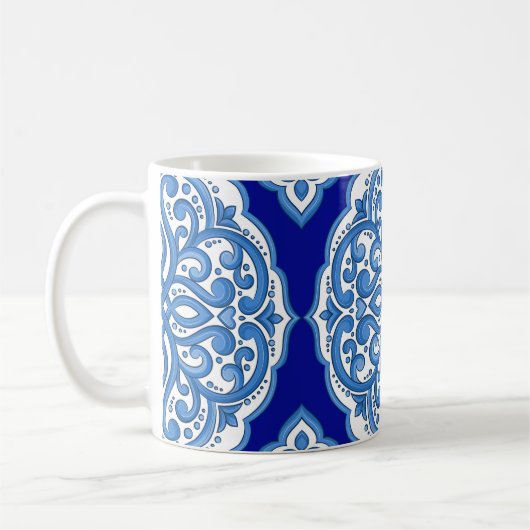 Luxe wit-blauw, Turks ornament. Koffiemok (Links)