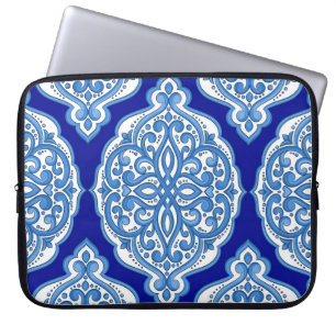 Luxe wit-blauw, Turks ornament. Laptop Sleeve