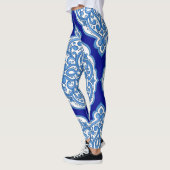 Luxe wit-blauw, Turks ornament. Leggings (Links)