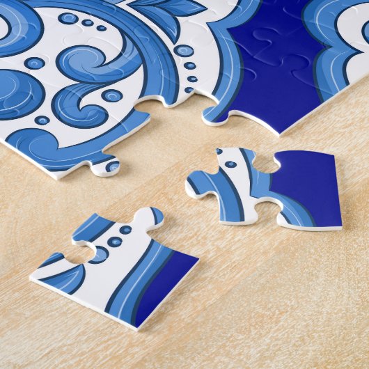 Luxe wit-blauw, Turks ornament. Legpuzzel (Zijkant)