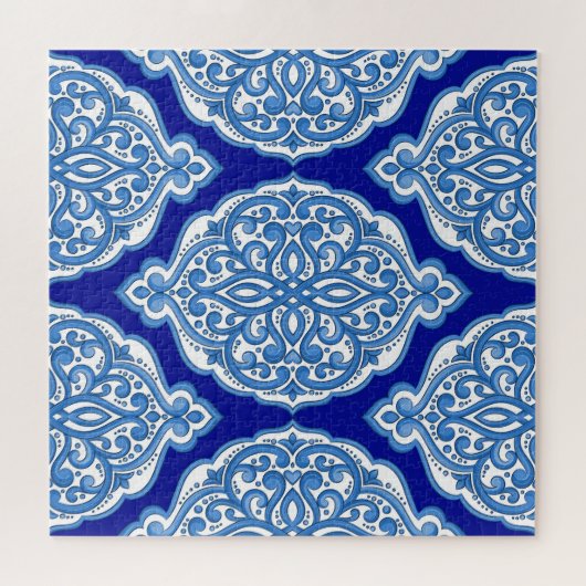 Luxe wit-blauw, Turks ornament. Legpuzzel (Horizontaal)