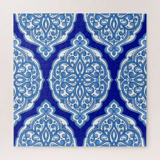 Luxe wit-blauw, Turks ornament. Legpuzzel (Verticaal)