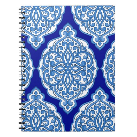 Luxe wit-blauw, Turks ornament. Notitieboek (Voorkant)
