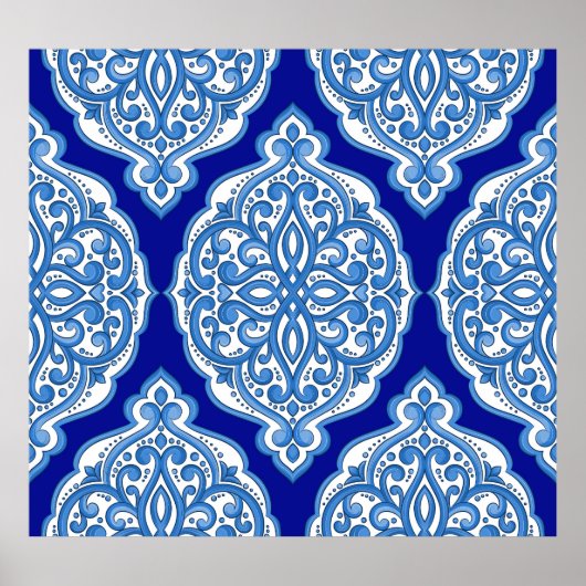 Luxe wit-blauw, Turks ornament. Poster (Voorkant)