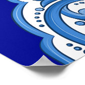 Luxe wit-blauw, Turks ornament. Poster (Hoek)