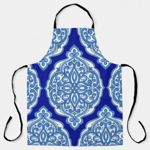 Luxe wit-blauw, Turks ornament. Schort