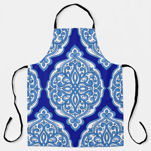 Luxe wit-blauw, Turks ornament. Schort (Voorkant)