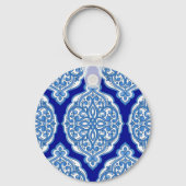 Luxe wit-blauw, Turks ornament. Sleutelhanger (Achterkant)