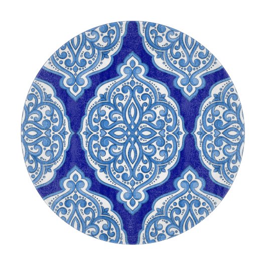 Luxe wit-blauw, Turks ornament. Snijplank (Voorkant)