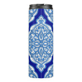 Luxe wit-blauw, Turks ornament. Thermosbeker (Achterkant)