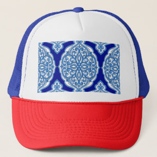 Luxe wit-blauw, Turks ornament. Trucker Pet