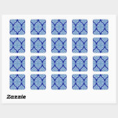 Luxe wit-blauw, Turks ornament. Vierkante Sticker (Vel)