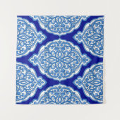 Luxe wit-blauw, Turks ornament. Wandkleed (Voorkant (horizontaal))