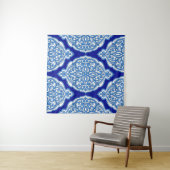 Luxe wit-blauw, Turks ornament. Wandkleed (In Situ (horizontaal))