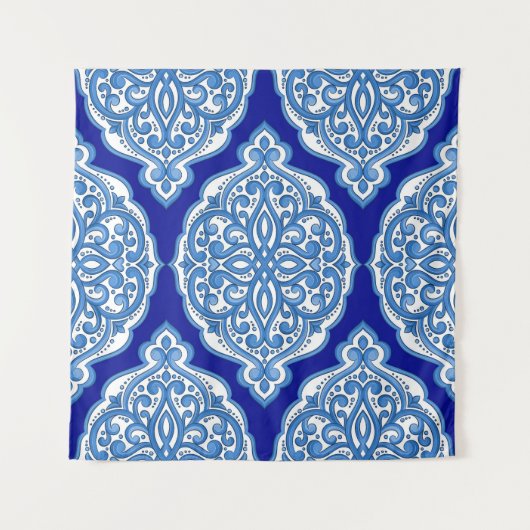 Luxe wit-blauw, Turks ornament. Wandkleed (Voorkant)
