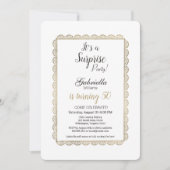 Luxe wit chique goud bloemenkant Surprise Party Kaart (Voorkant)