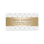 Luxe wit diamanten patroon modern goud gestreept etiket (Voorkant)