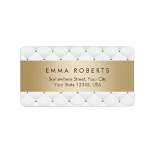 Luxe wit diamanten patroon modern goud gestreept etiket