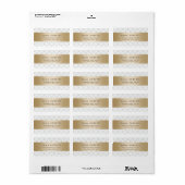 Luxe wit diamanten patroon modern goud gestreept etiket (Full Sheet)
