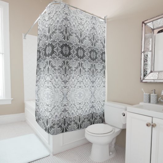 Luxe wit douchegordijn stijl 2 (In situ)