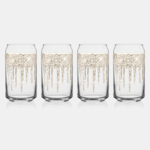 Luxe wit elegante gouden glitter druppels blikvorm glas