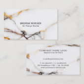 Luxe wit en beige faux marmer visitekaartje (Voorkant / Achterkant)