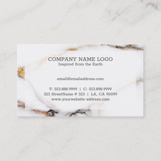 Luxe wit en beige faux marmer visitekaartje (Achterkant)