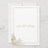 Luxe wit en goud bloemenbruiloft kaart (Achterkant)