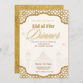 Luxe Wit en Goud Eid al fitr Party uitnodiging (Voorkant / Achterkant)