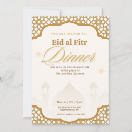 Luxe Wit en Goud Eid al fitr Party uitnodiging