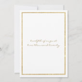 Luxe wit en goud glitter bloemenbruiloft kaart (Achterkant)