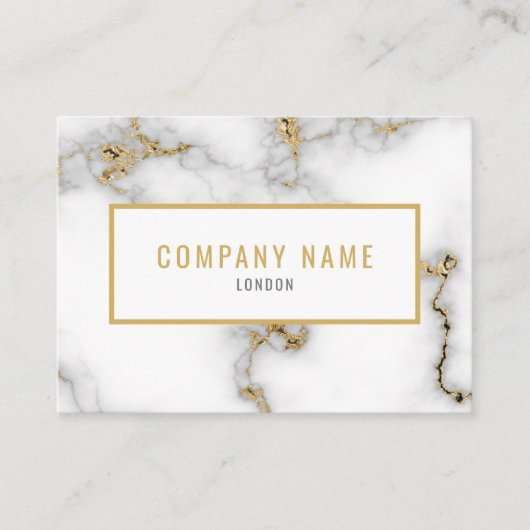 Luxe wit en goud marmer effect visitekaartje (Voorkant)