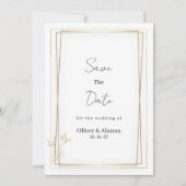 Luxe wit en goud minimalist Save The Date Kaart (Voorkant)