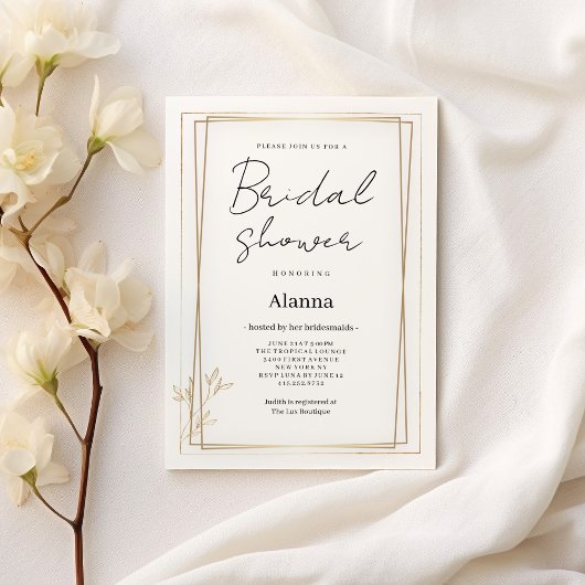 Luxe wit en goud minimalistisch Vrijgezellenfeest Kaart