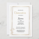 Luxe wit en goud minimalistische Quinceañera Kaart (Voorkant)