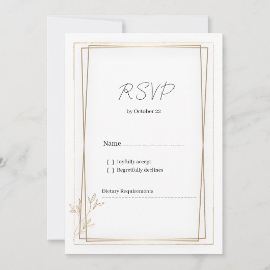 Luxe wit en goud minimalistische RSVP Kaart (Voorkant)