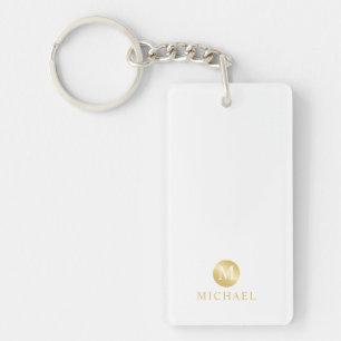 Luxe Wit en Goud Persoonlijk Monogram Sleutelhanger