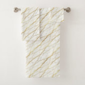 Luxe wit en gouden marmer bad handdoek (Insitu)